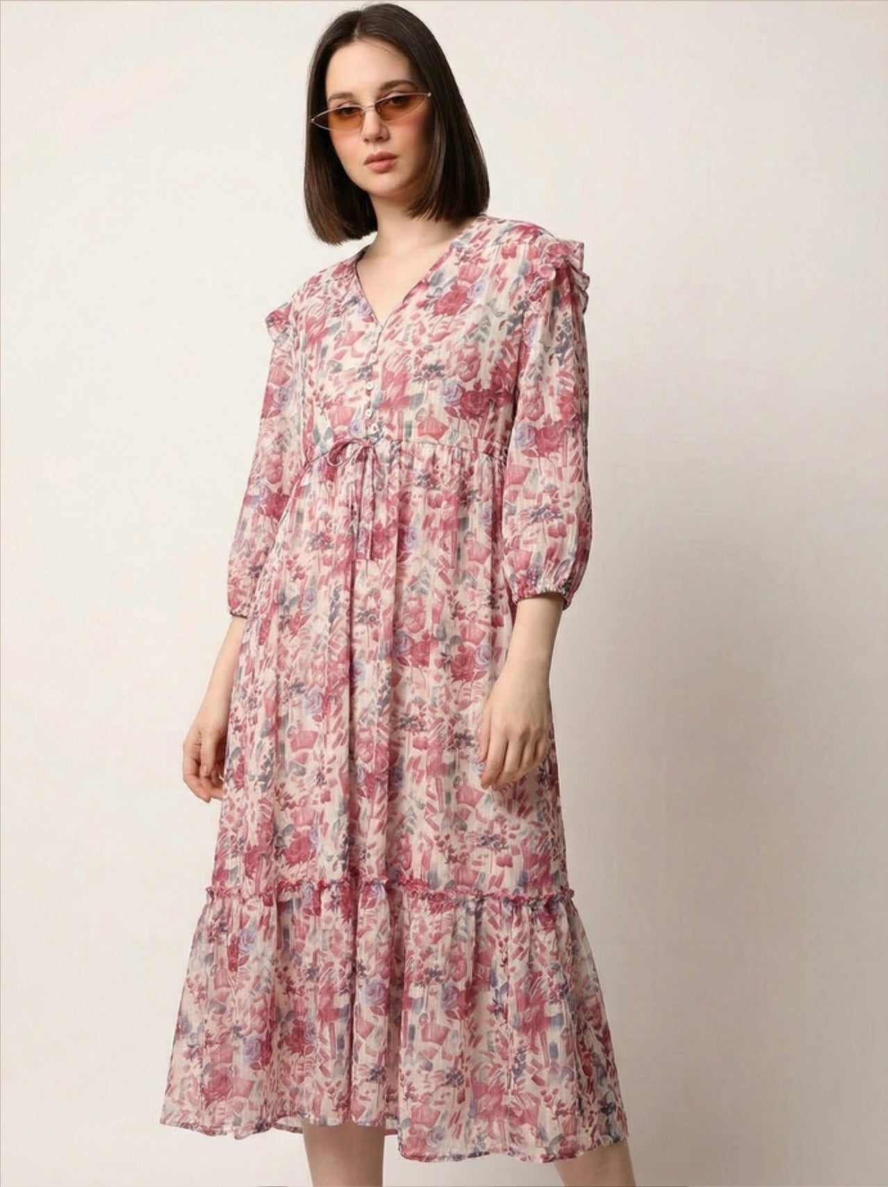 Soft Bloom Casual Midi Dress