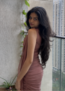 High-Neck Ruched Bodycon Mini Dress