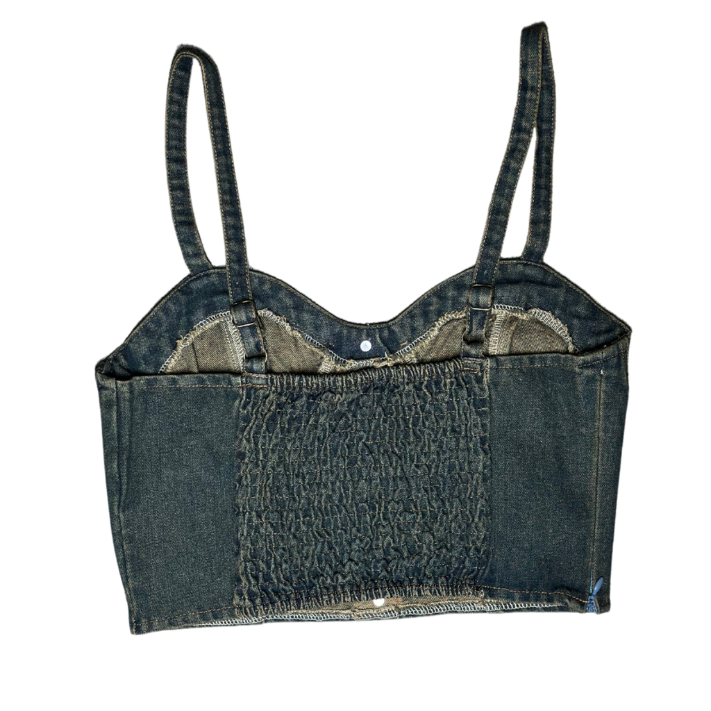 DENIM HEART BUSTIER TOP