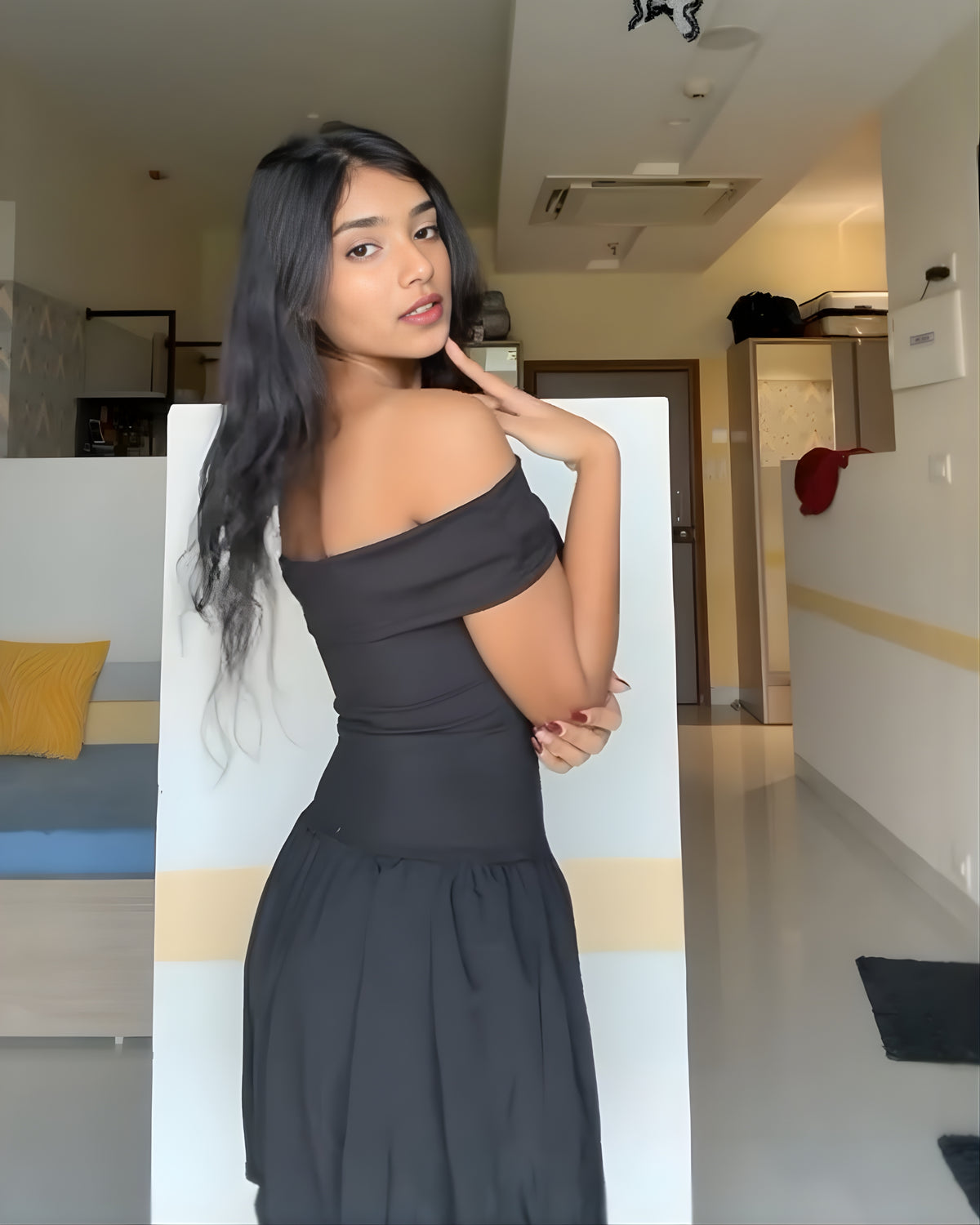 Off-Shoulder Bubble Mini Dress