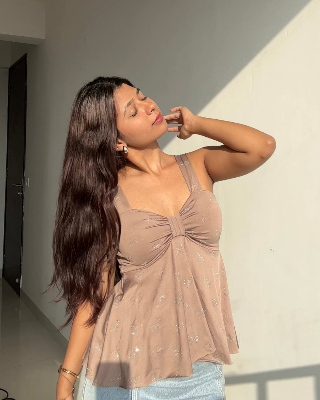 Free Size S - L Bust 28 to 32 / Taupe Brown