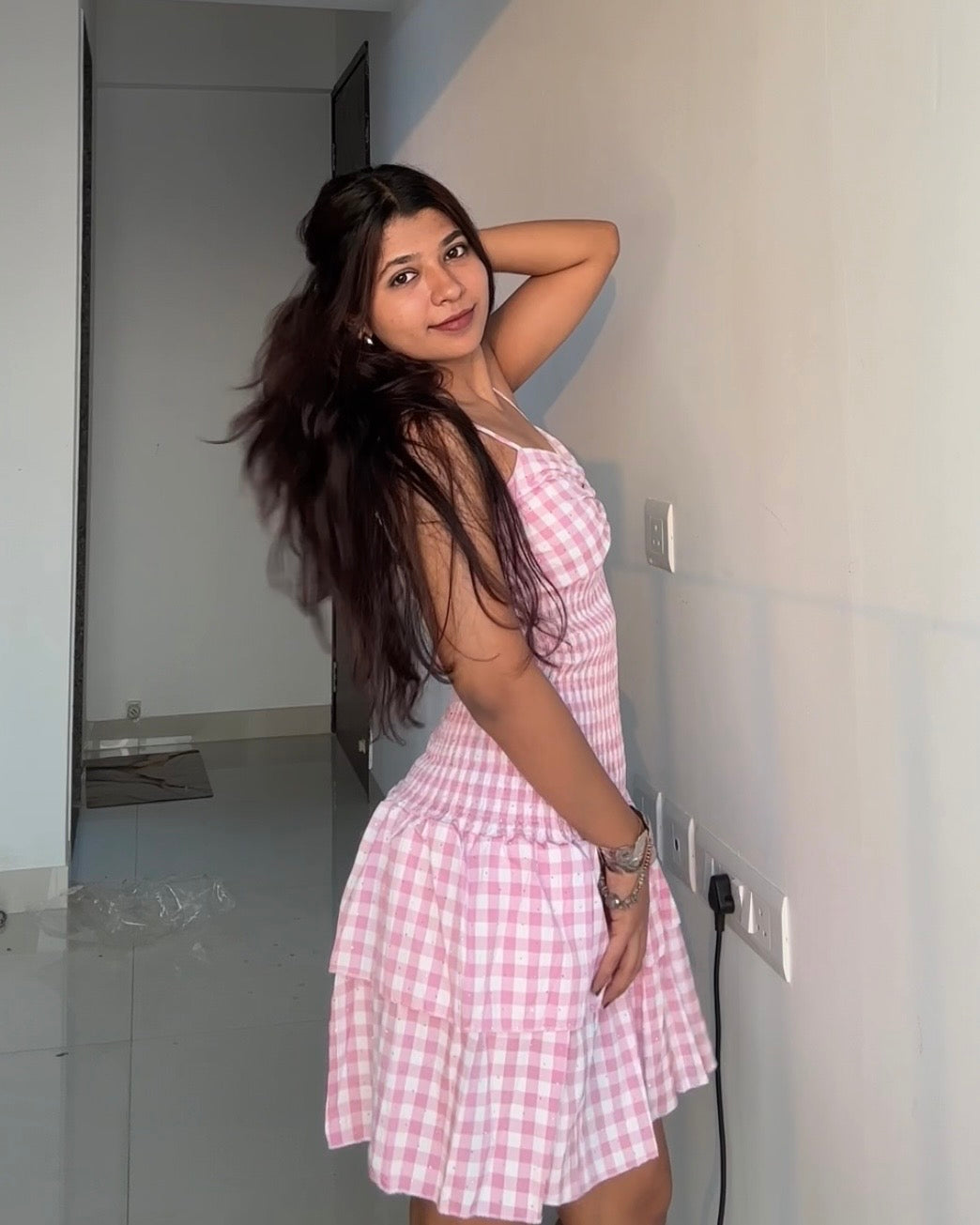 Smoke Gingham Dress