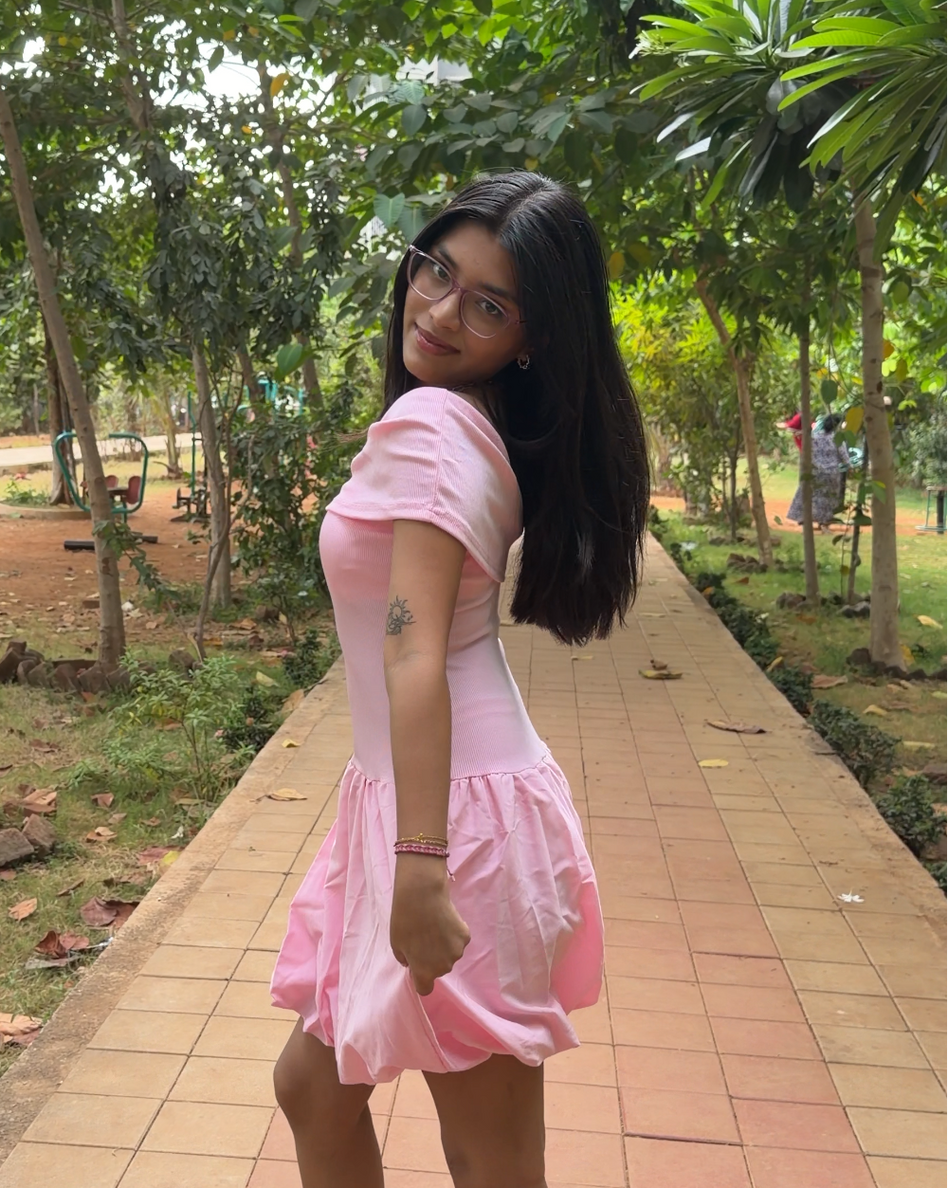 Off-Shoulder Bubble Mini Dress