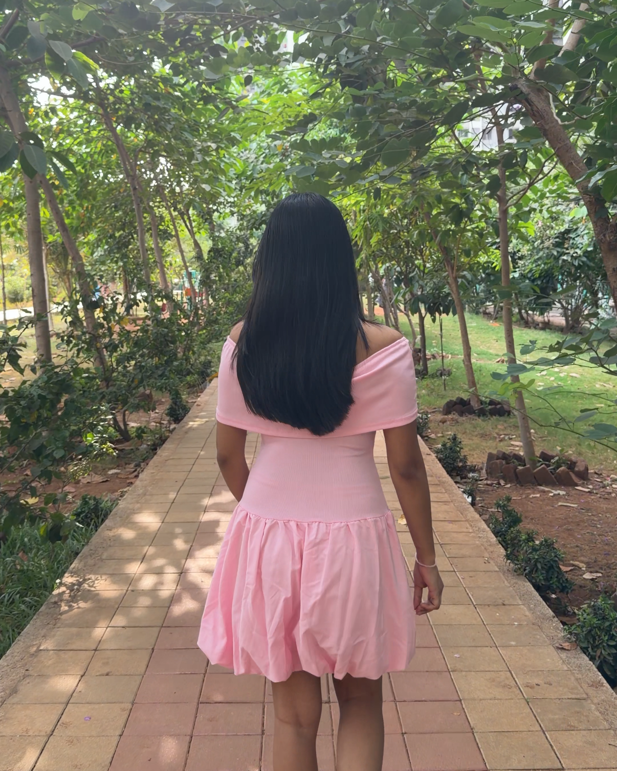 Off-Shoulder Bubble Mini Dress