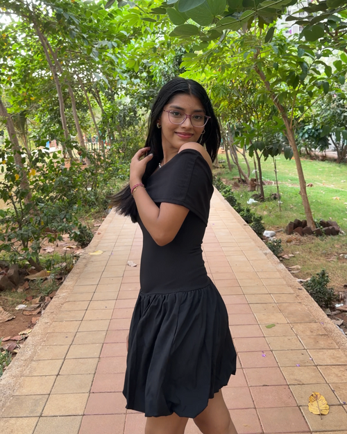 Off-Shoulder Bubble Mini Dress