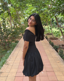 Off-Shoulder Bubble Mini Dress