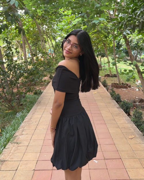 Off-Shoulder Bubble Mini Dress
