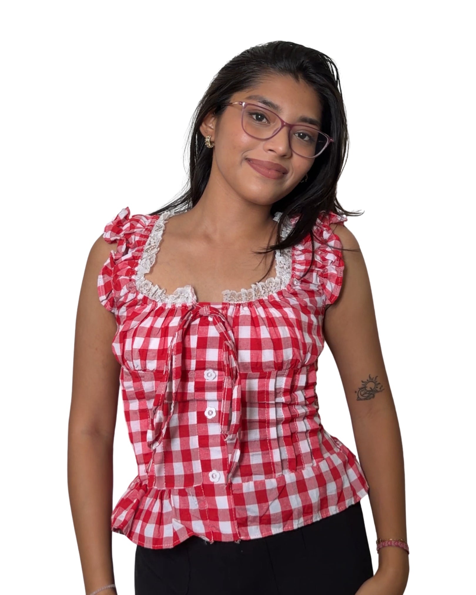 Gingham Ruffle Top