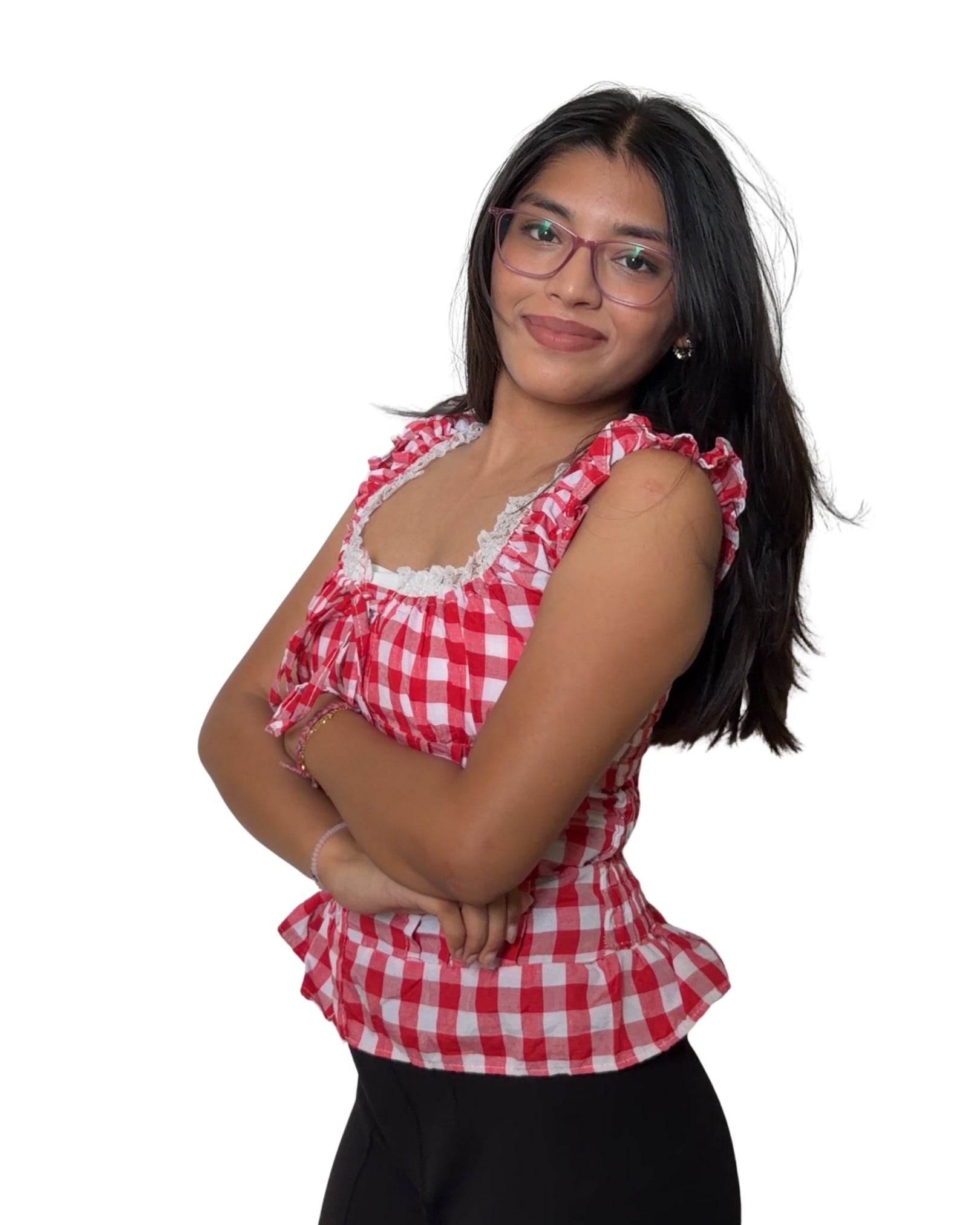 Gingham Ruffle Top
