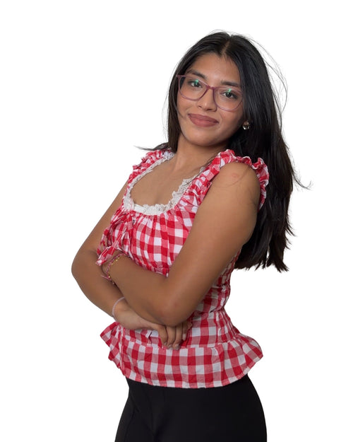Gingham Ruffle Top