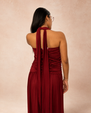 Ruched Halter Slit Maxi Dress