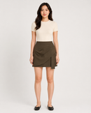 Pleated Wrap Mini Skirt