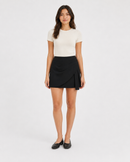 Pleated Wrap Mini Skirt