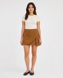 Pleated Wrap Mini Skirt