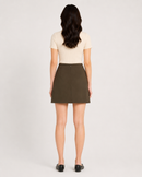 Pleated Wrap Mini Skirt