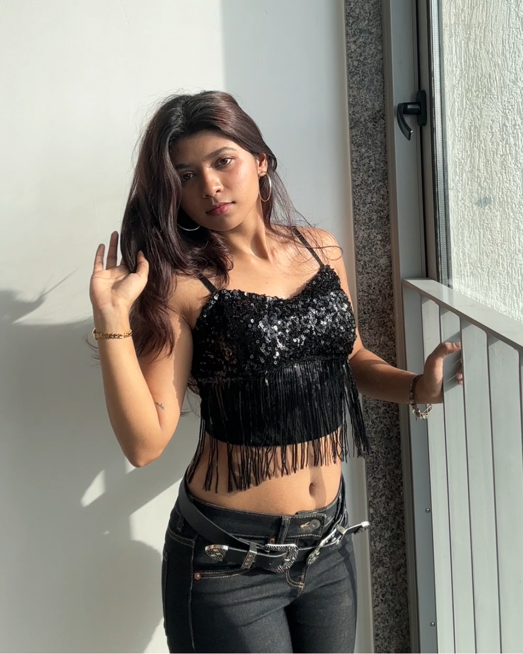 Sequin Tassel top
