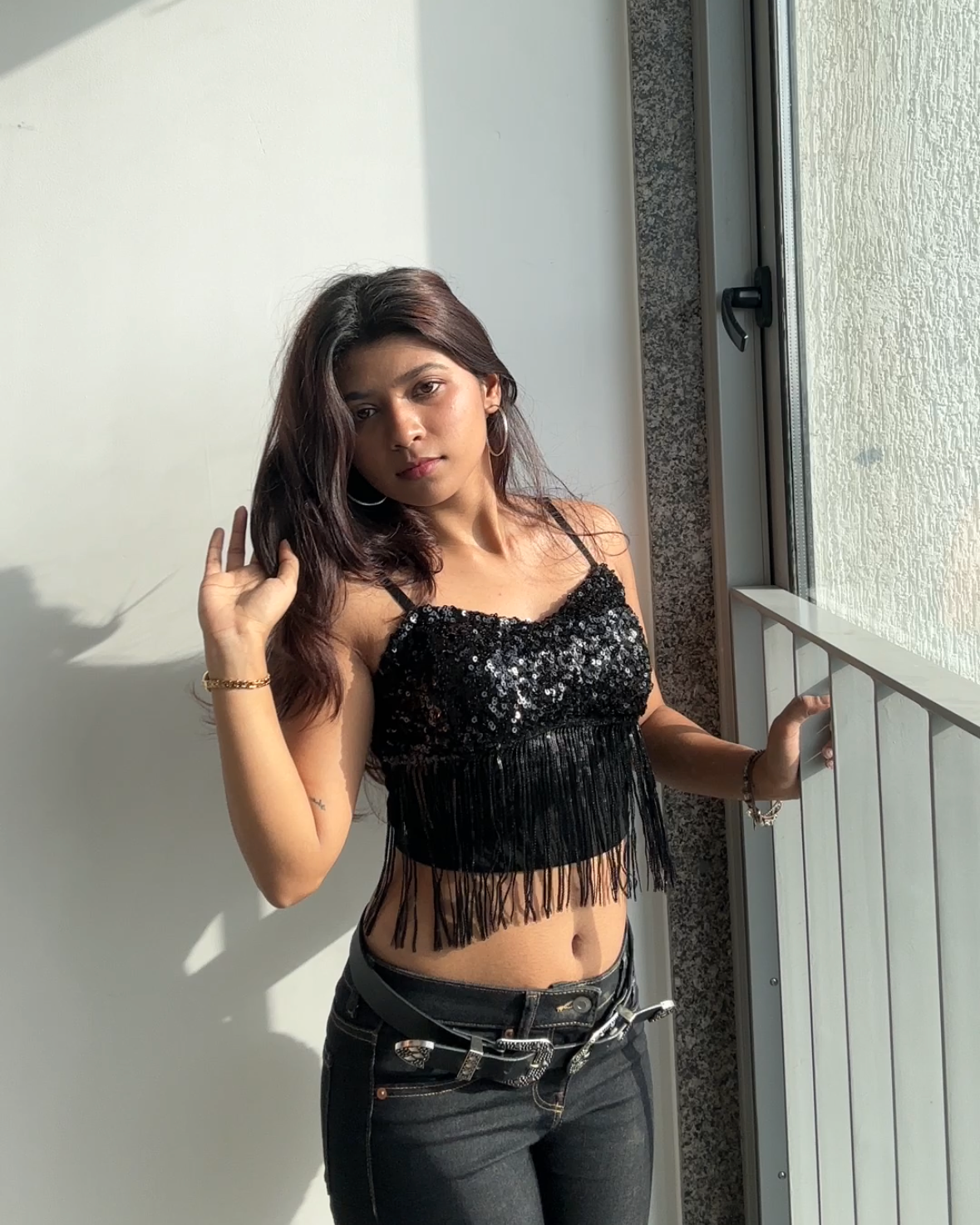 Sequin Tassel top