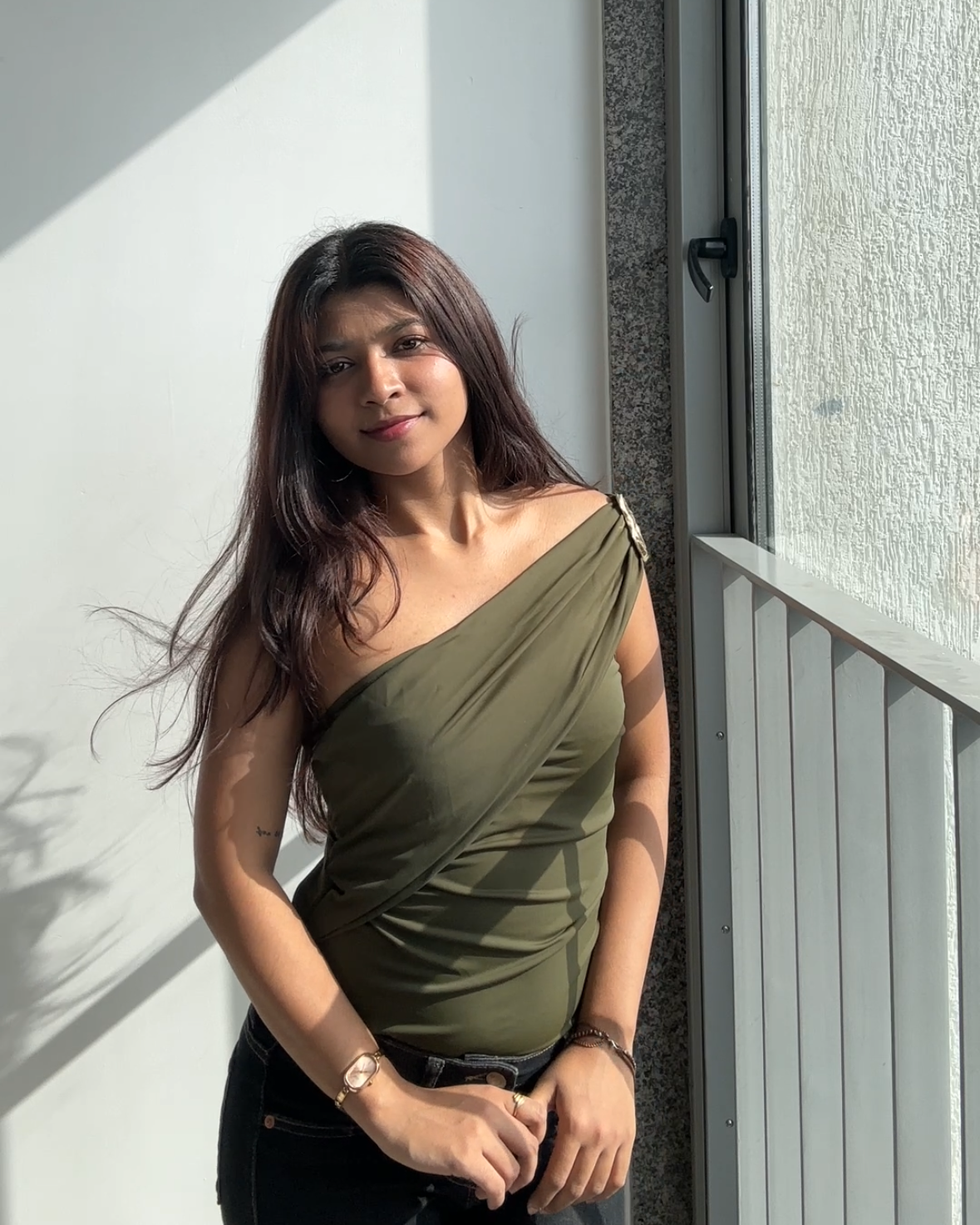 One-Shoulder Overlap Bodysuit