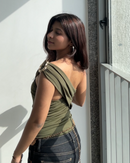 One-Shoulder Overlap Bodysuit