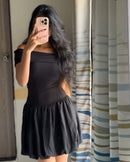 Off-Shoulder Bubble Mini Dress