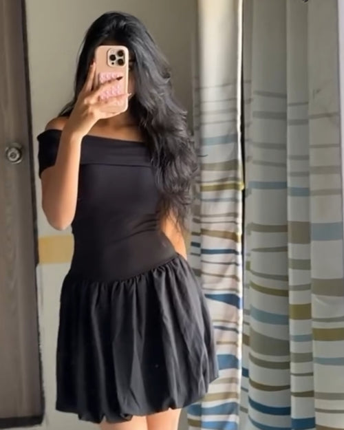 Off-Shoulder Bubble Mini Dress
