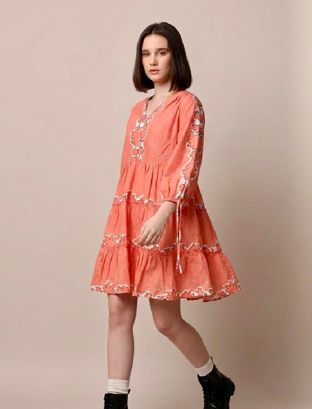 Bloom Tiered Linen Mini Dress