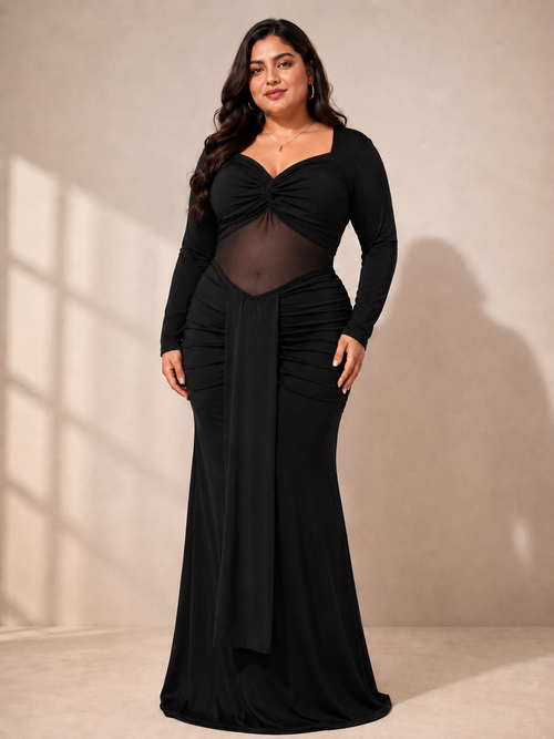 Mesh Sheer Long Dress