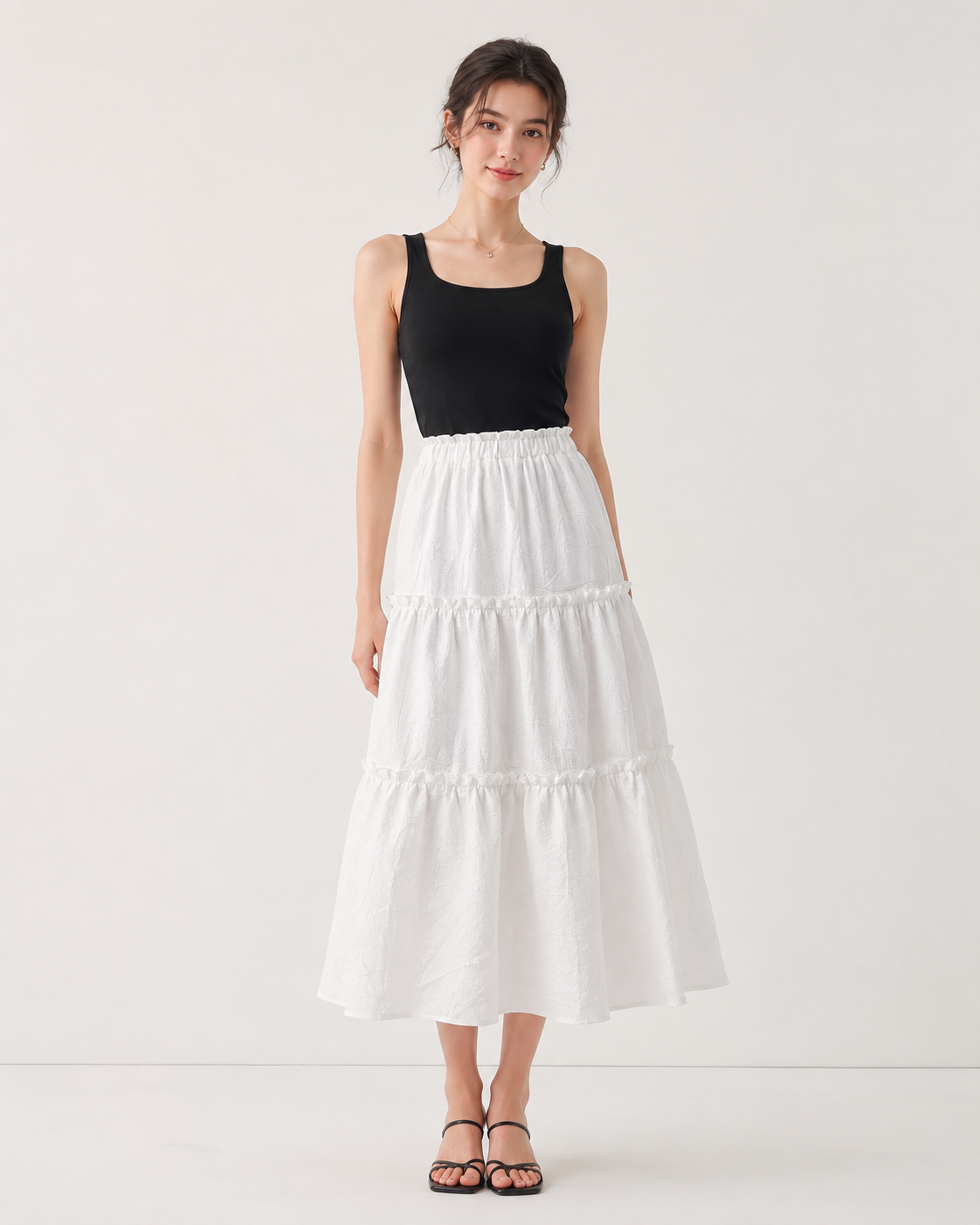 Ivory Tiered Maxi Skirt