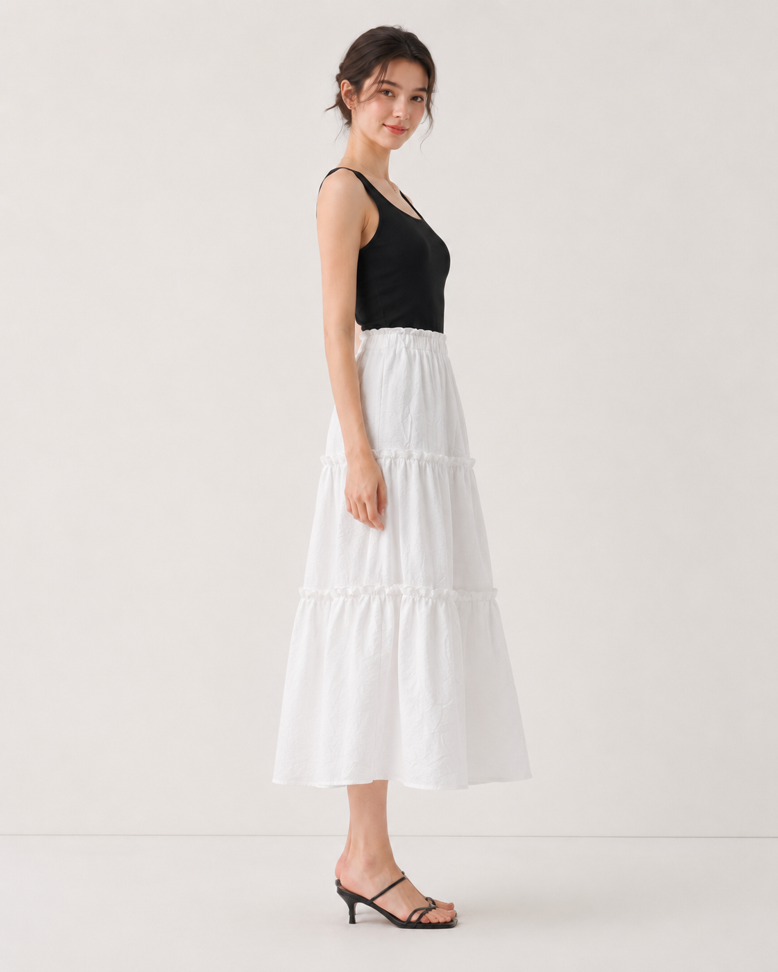 Ivory Tiered Maxi Skirt