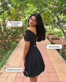 Off-Shoulder Bubble Mini Dress