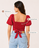 Polka Dot Wrap-Tie Crop Top