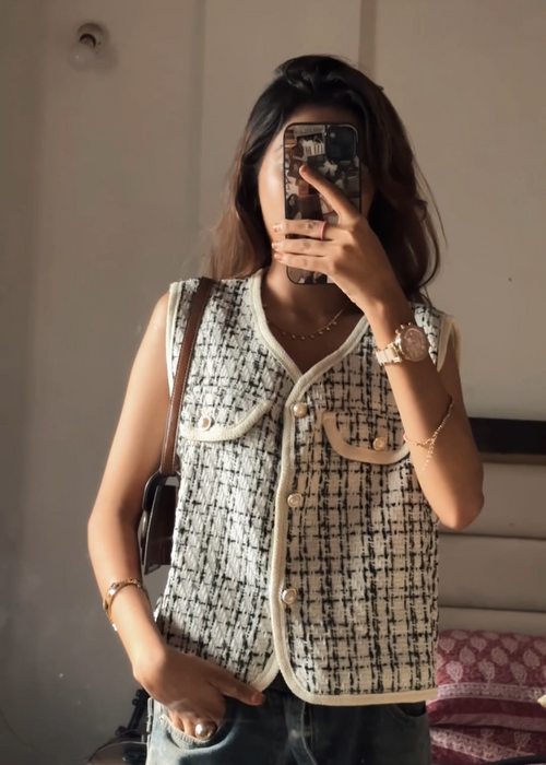 Tweed Vest - cardigan