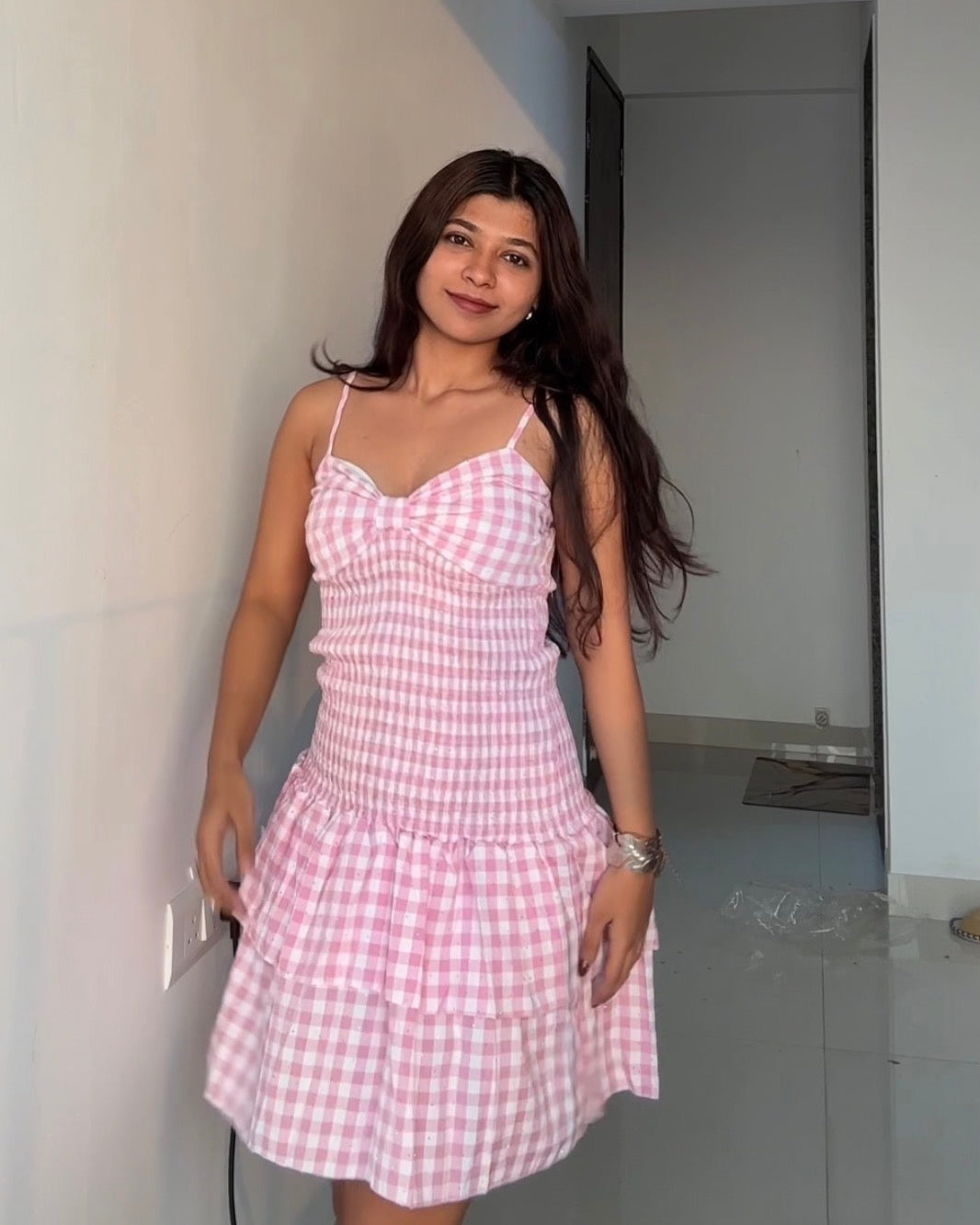 Smoke Gingham Dress