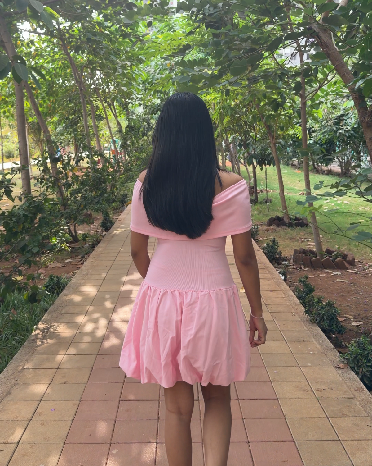 Off-Shoulder Bubble Mini Dress