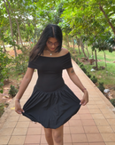 Off-Shoulder Bubble Mini Dress