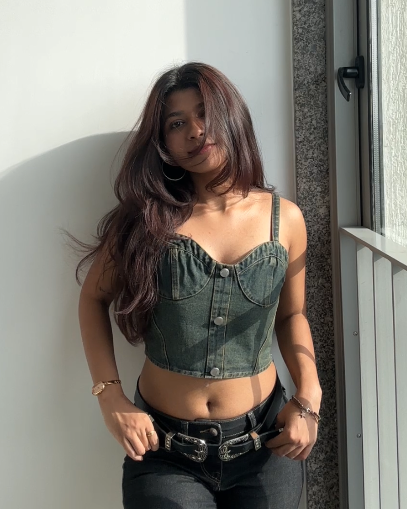 DENIM HEART BUSTIER TOP