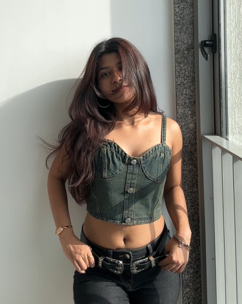 DENIM HEART BUSTIER TOP