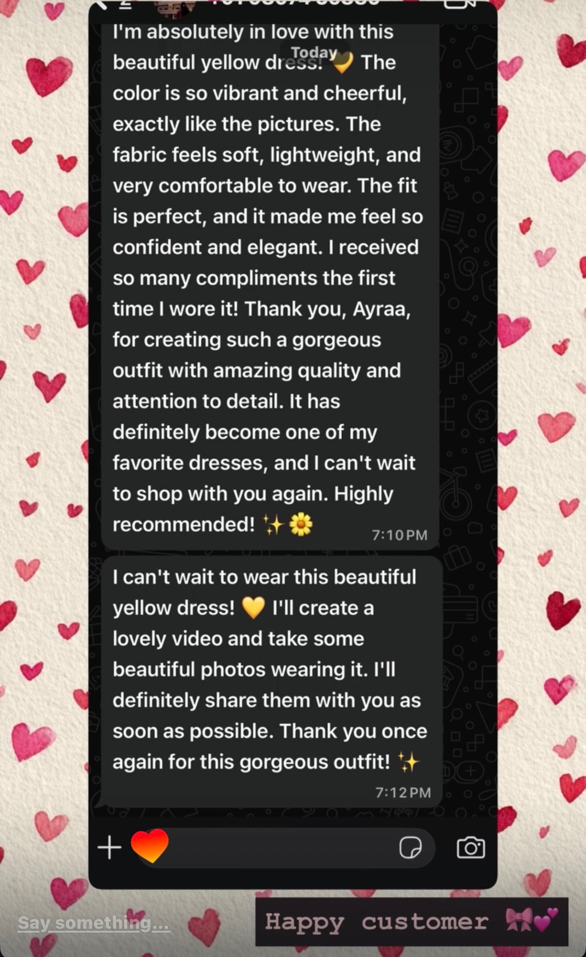 Message from an Ayraa customer